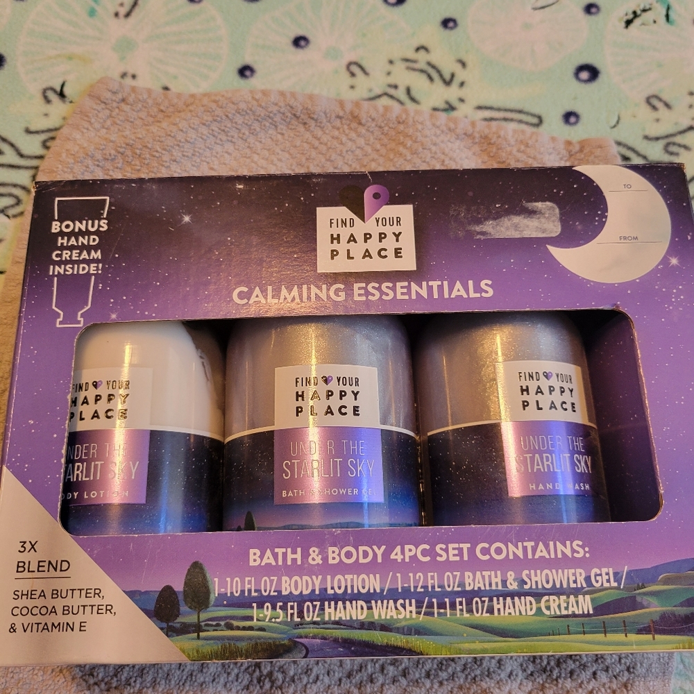 Find your happy place calming essentials 4 piece bath and body set